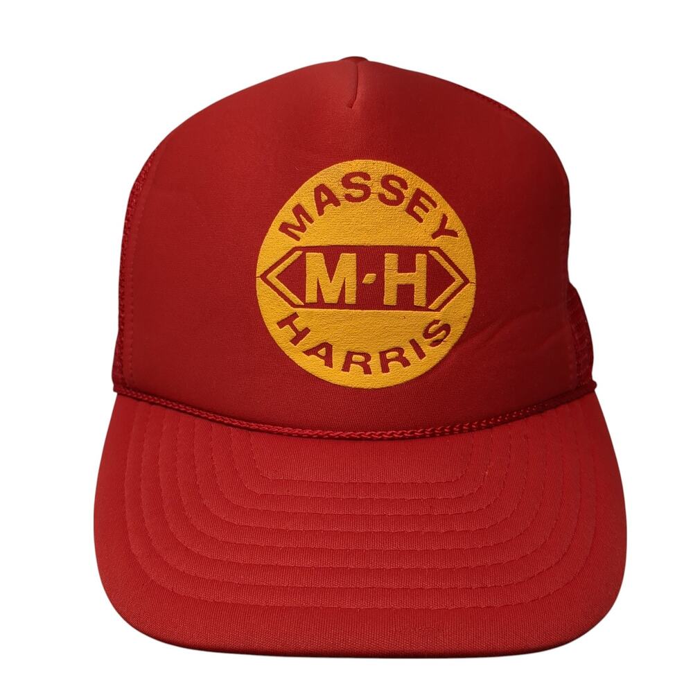 Massey Harris Snapback Trucker Hat Red One Size Adjustable Mesh Back Nissun
